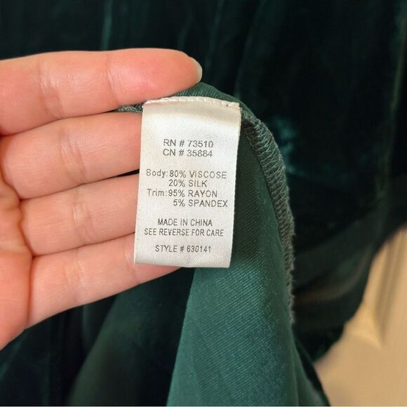 Ivy Jane Forest Dark Green Velvet Silk Blend Scoop Neck Blouse Whinsygoth Grunge - Picture 5 of 6